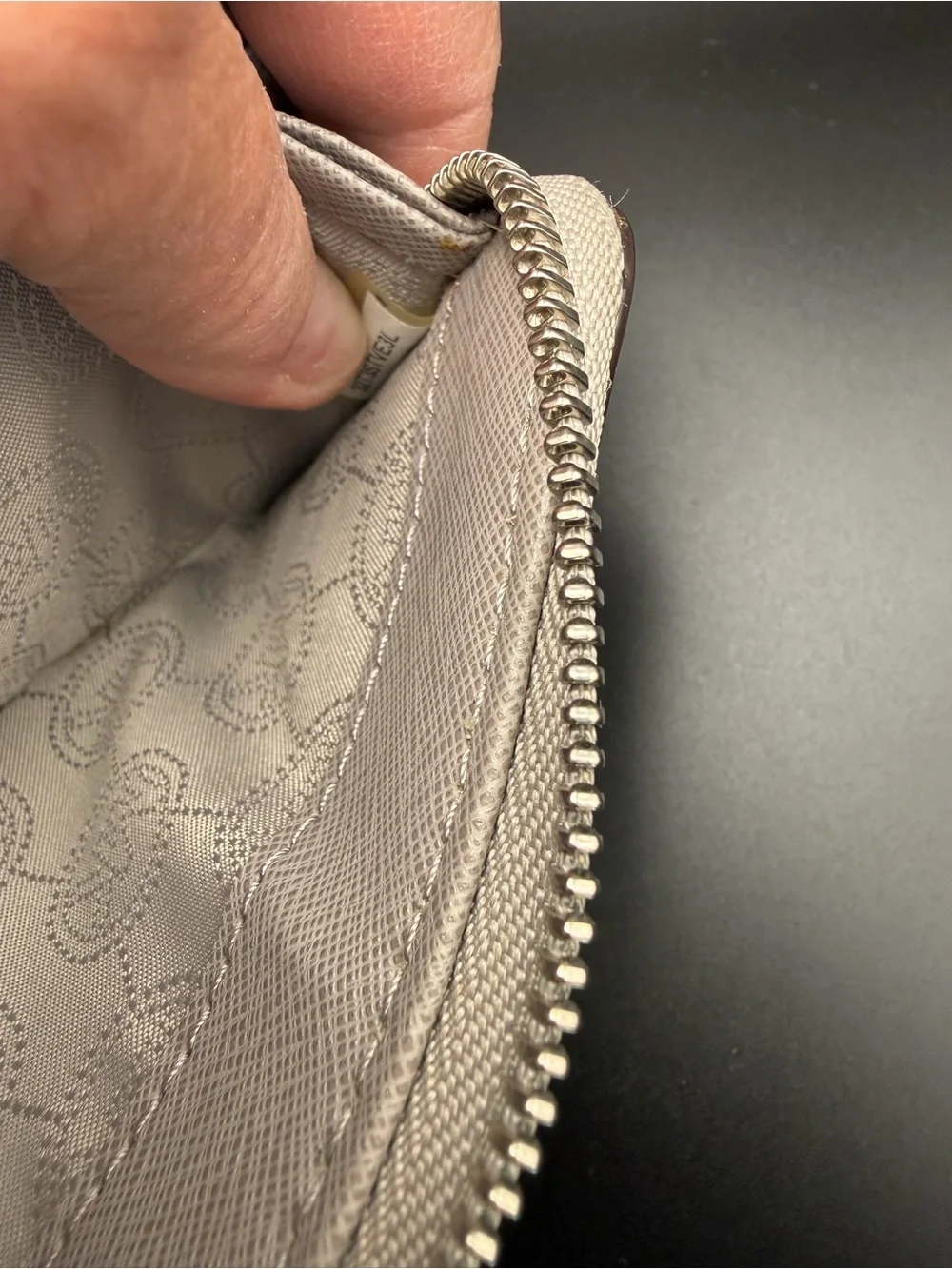 Michael Kors Light Gray Saffiano Zip-Around Wallet
